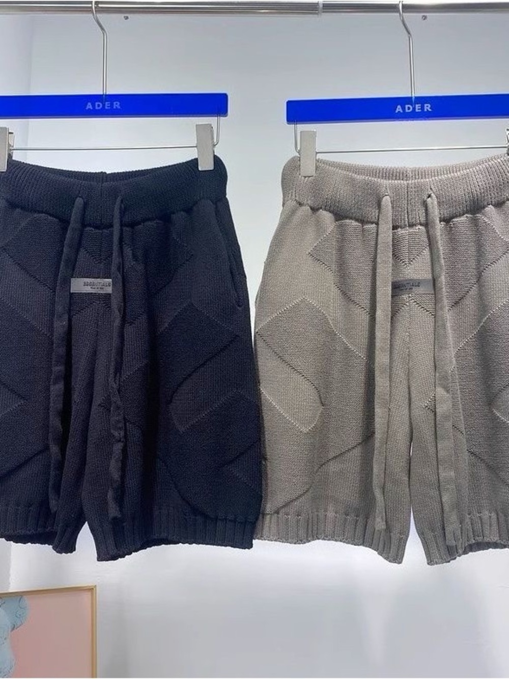 ESSENTIALS FOG Knit Drawstring Men’s Shorts - Black / Gray
